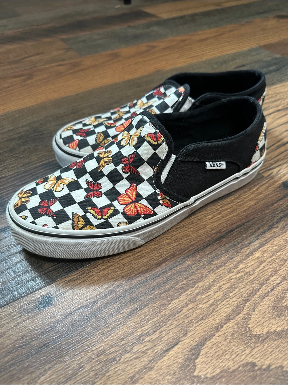 Vans Women’s Checkerboard Butterfly Slip‑On Sneakers - Picture 2 of 5